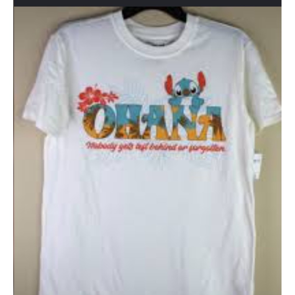Disney Lilo & Stitch Ohana Graphic T-Shirt White Small 4-6 Short Sleeve Tee
